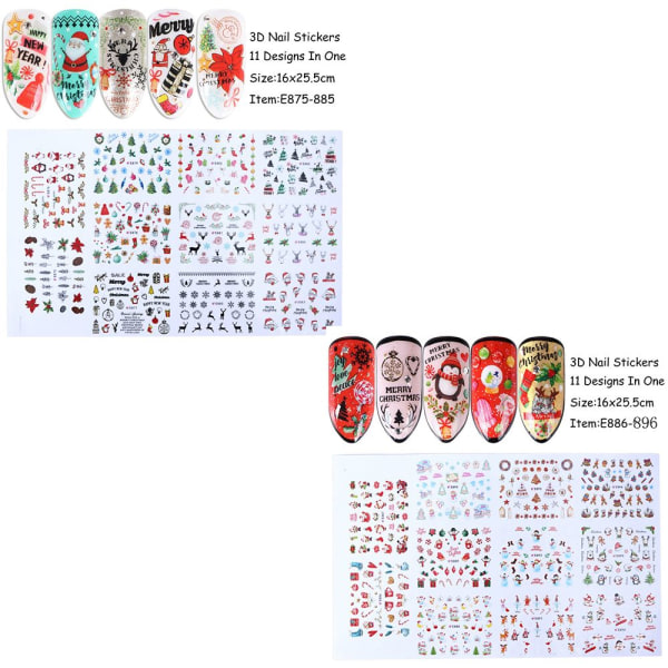 enorm billet fond Nail Art Stickers Jul Decal Fingernegledekoration E886-896 4c48 | Fyndiq
