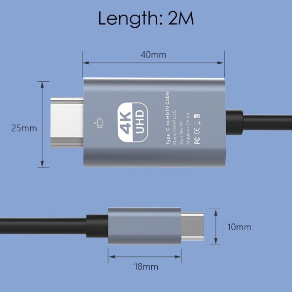 Type-C-HDMI-sovitinkaapeli 4K-30HZ 4K-30HZ