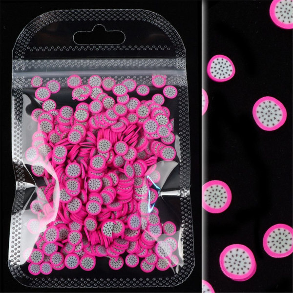 10g Nail Art Stickers 3D Frukt Tiny Skivor Polymer Clay 3-PITAYA