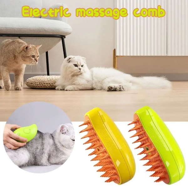 Cat Steam Brush Pet Electric Spray Massage Kam GRØN