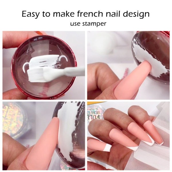 Nail Stamper Scraper Set French Nail Tips 02