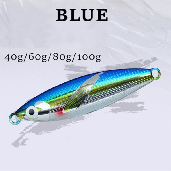 40g 60g 80g 100g Metal Metal Jig Artificial Baits BLUE 100G