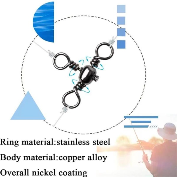 20 stk/pakke T-formede fiskesvirvler 3-veis lagersvirvel 1# 1#