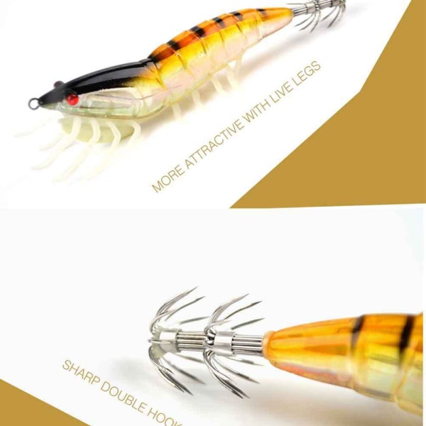 Squid Hook Octopus Bait Wood Shrimp Lures COLOR B - 3.5G