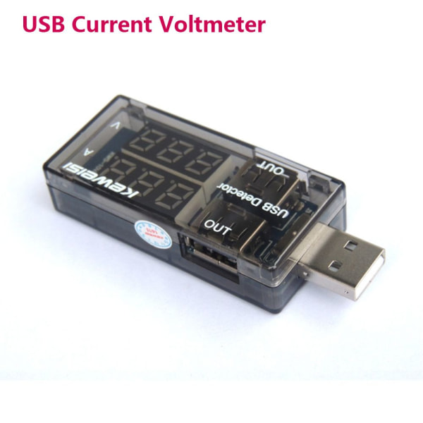 USB Strøm Voltmeter Dobbel USB Ladedetektor Tester RØD-RØD