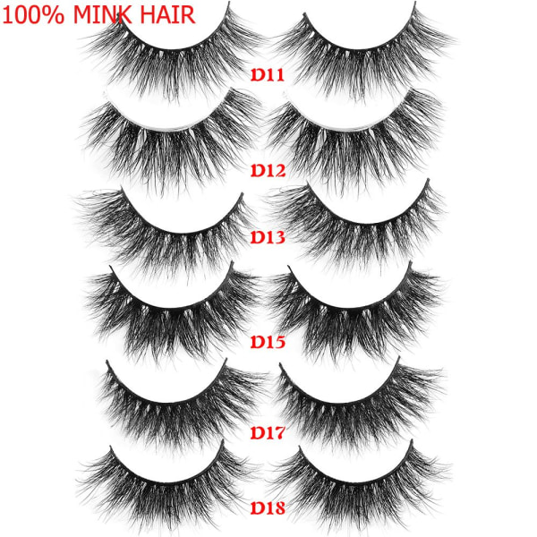Lösögonfransar 100 % 3D Mink Fur Messy Lashes D7