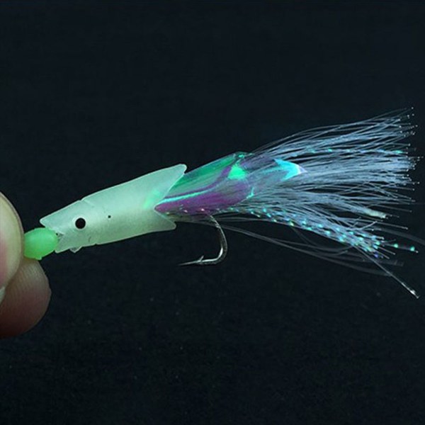 5st/ Set Bundet upp Glow fiskdrag Stringkrok Mjukt bete 1-0