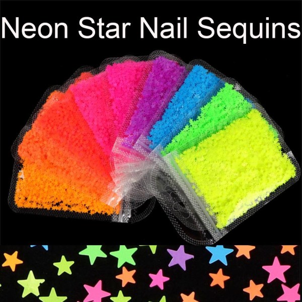 Neon Star Nail Paljetter Glitter Flakes 3D Nail Decoration 7