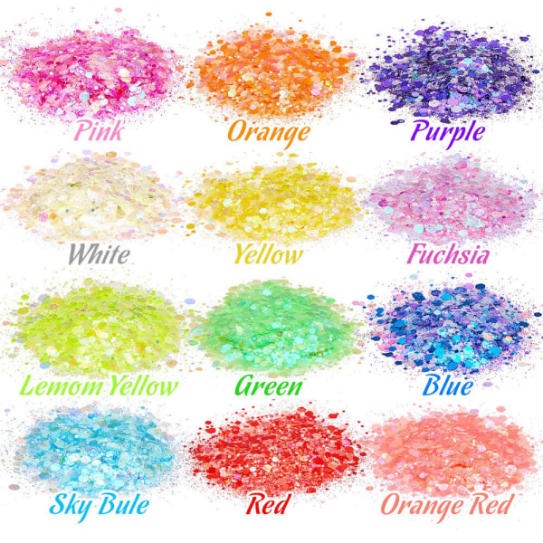 Luminous Nail Powder 24 farger Nail Art Glitter 1 1