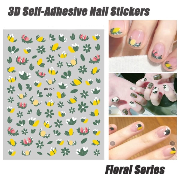 Nail Art Sticker 3D Daisy Decor Blomstrende blomst 6