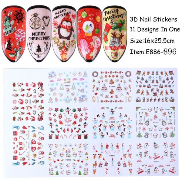 enorm billet fond Nail Art Stickers Jul Decal Fingernegledekoration E886-896 4c48 | Fyndiq