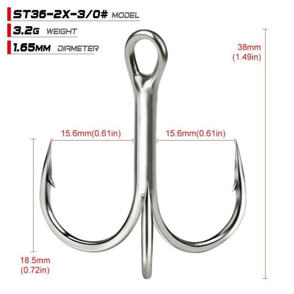 10PCS/Set Fishhooks High Carbon Steel 3/0 3/0