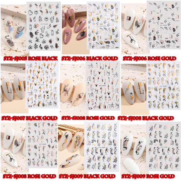 Nail Art Sticker 3D STZ-SJ002 ROSE BLACK