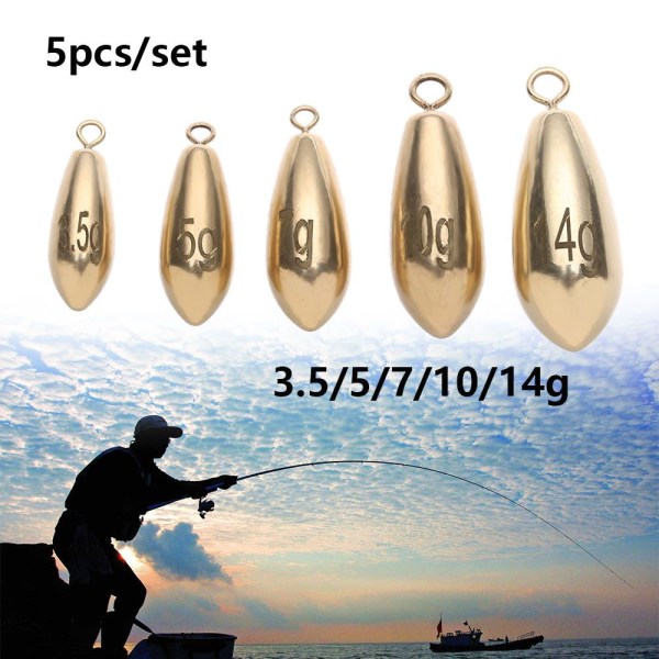 5kpl Fishing Lead fall Brass Sinker 7G