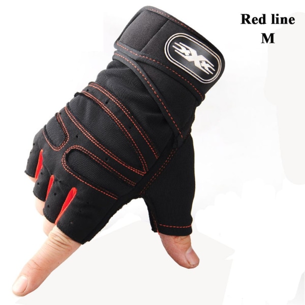 Fitness Gloves Half Finger Gloves MRED LINE RED LINE