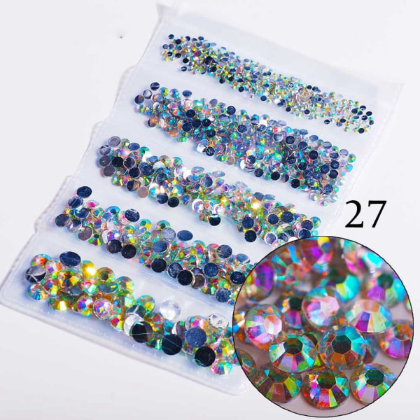 100 stk 2-6 mm spiker Rhinestones Crystal Gems Blandet størrelse 27
