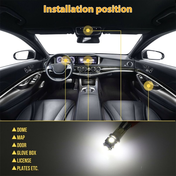 42 stk. Bil interiør lys Nummerplade Lampe Indvendig Pære Kit 91a4 | Fyndiq