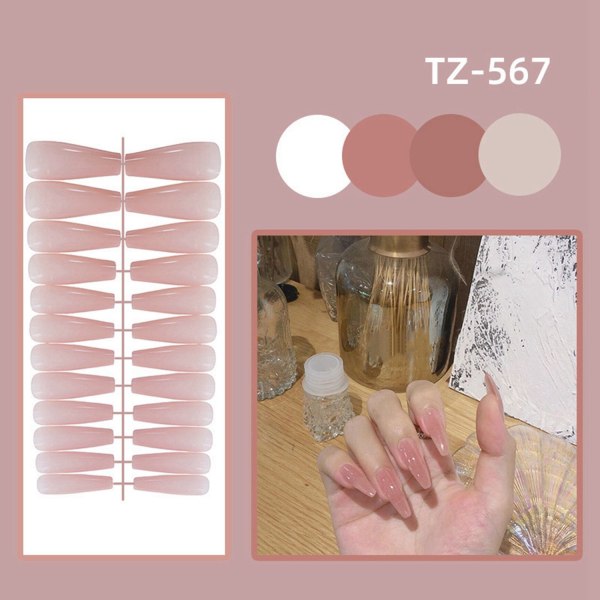 24 stk/pose Lang kalebass falske negler med presslim TZ-114 TZ-114
