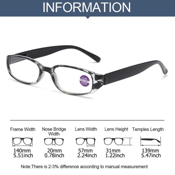 Lesebriller Presbyopia Briller BRUN STYRKE +2,50