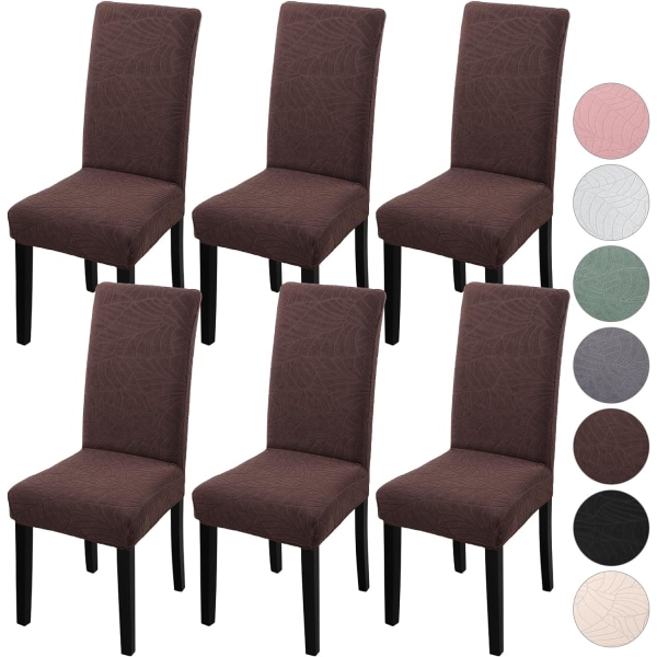 4-pack Julstolsöverdrag, Stretchbar Avtagbar Tvättad Matplats Leaves-chocolate 6