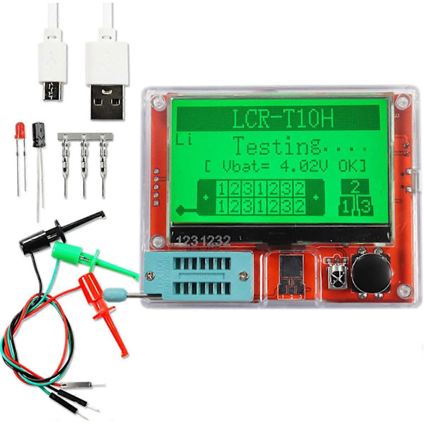 LCR-T10H Transistormätare Multifunktionell Kapacitans Resistans Testare Stor Skärm Grafisk Display