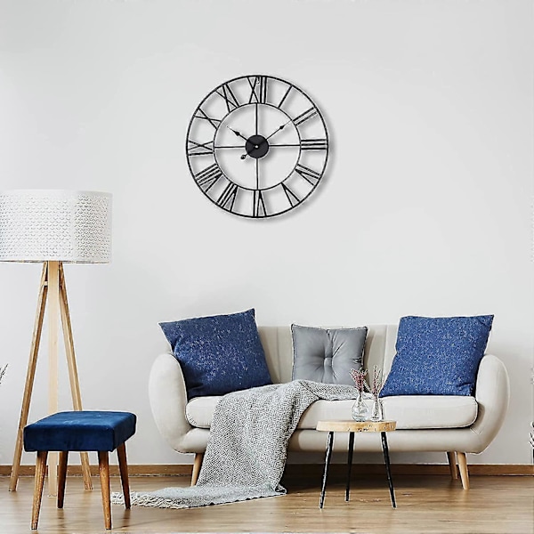 Väggklocka Stor Utan Tickande Ljud, Tyst 40 cm, Romerska Siffror, Quartz, Batteridriven Väggklocka, Lättläst, För Rum, Hem, Kök, Säng
