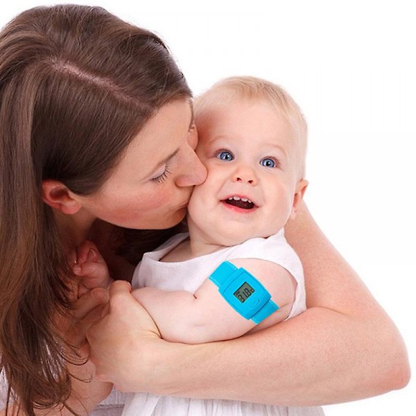 Digital Intelligent Bluetooth Termometer Smart Feber Temperaturarmband LCD-skärm för Barn Vuxna (Blå)