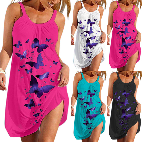 Strandklänning i storlek L med lila Butterfl