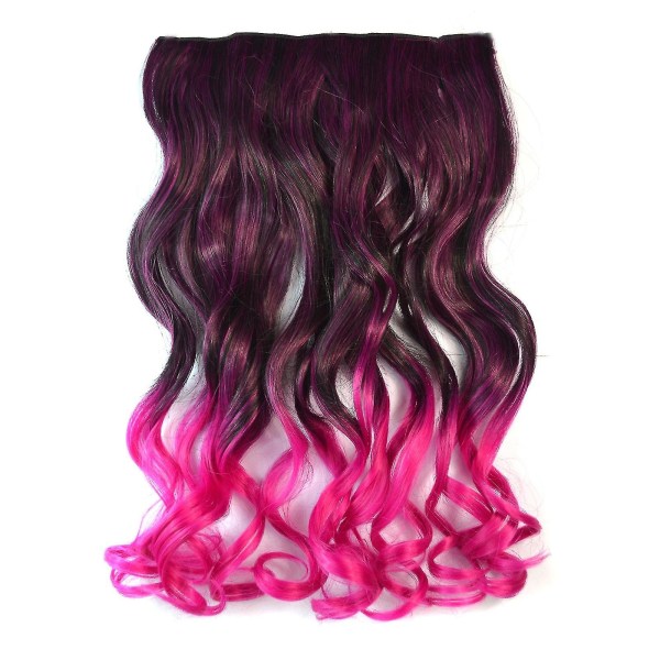 Clip Hair Wig Hårförlängningsstycke Färg Gradient Fem Clip Peruk