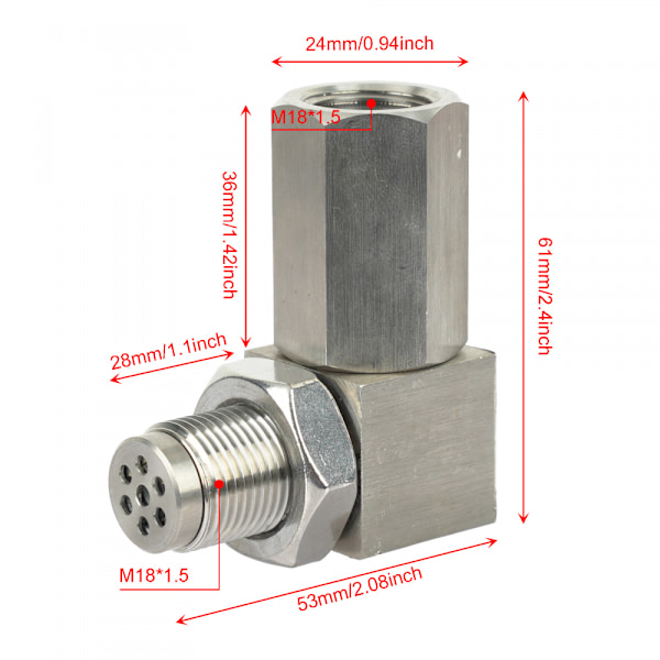 Syreföljare O2 Sensor Cel Adapter Mini Katalysator M18x1.5 Sockel i Rostfritt Stål