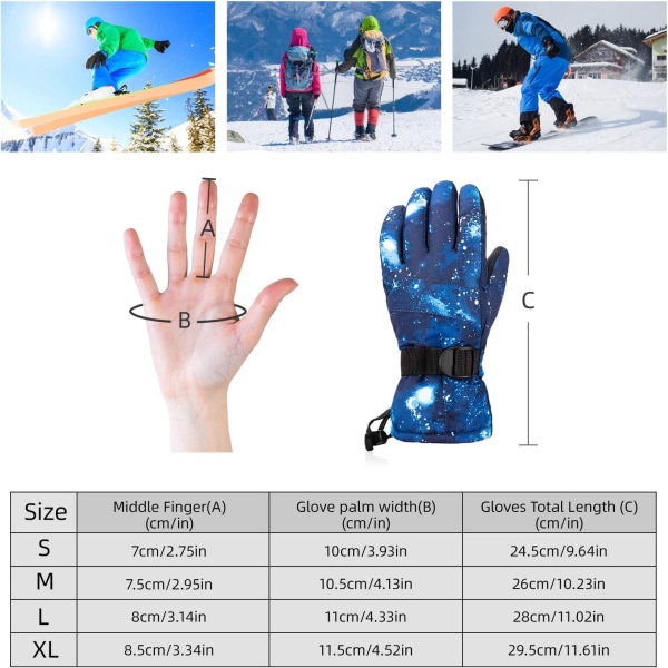 Vattentäta vintervarma handskar, kallväder pekskärm snö