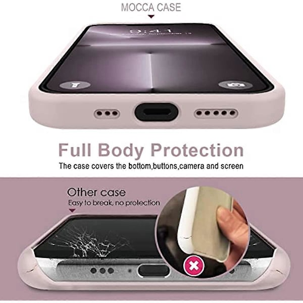 MOCCA Skal Kompatibelt med iPhone 13 Pro Max 6.7 tum med Ringstativ |Flytande Silikon|Mikrofiberfoder|Anti-Repor Fullständigt Stötsäkert Skydd Light Purple