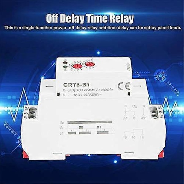 Tidsfördröjningsrelä - Grt8-b1 Ac/dc12-240v Multifunktion, mini-m1 Din-skenmontering 10 Funktioner LED-indikatorer
