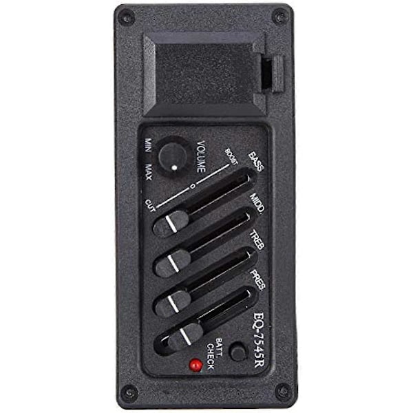 4-bands Gitarrmick EQ-7545R Gitarförförstärkare Equalizer Stöd BASS MIDD TREB PRES och Lämplig för Klassiska Akustiska Folkgitarrer Spelande Tillbehör