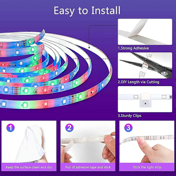 15m Bluetooth LED-strip 5050 RGB Sovrum Flerfärgad Flexibel Ljusremsa, Styrs Via Smartphone-App
