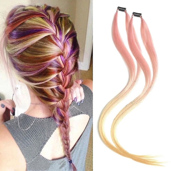 Clip On Hair Extension Three Color Ombre Hair Extensions 6-Rött 26 tum