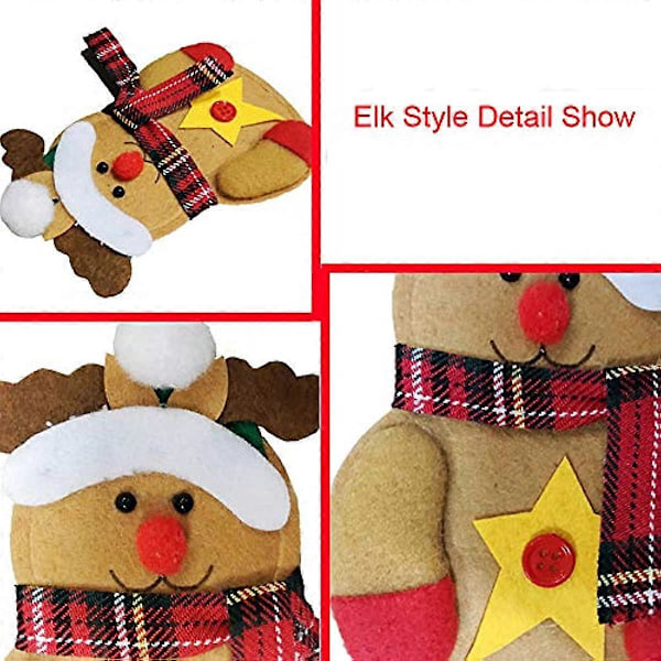 Kaxich 8 st Jul Bestickhållare Set Silverbestick Fickor Knivar Gafflar Bordsdekoration Väska Förvaringsöverdrag Jul Julfest Dekorationer Snowman