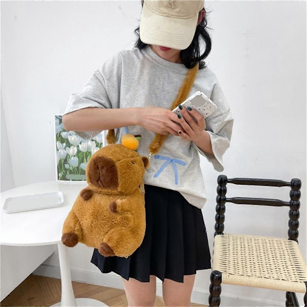 Capybara Plysch Ryggsäck Kawaii Mode Plyschdocka Päls Väska Barnväska Axelväska Mini Ryggsäckar