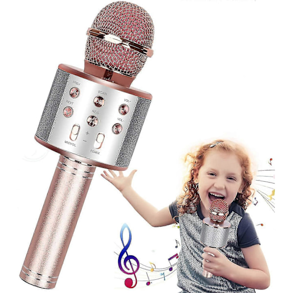 Karaokemikrofon, Trådlös Tand Karaokemikrofon Barn Rose gold