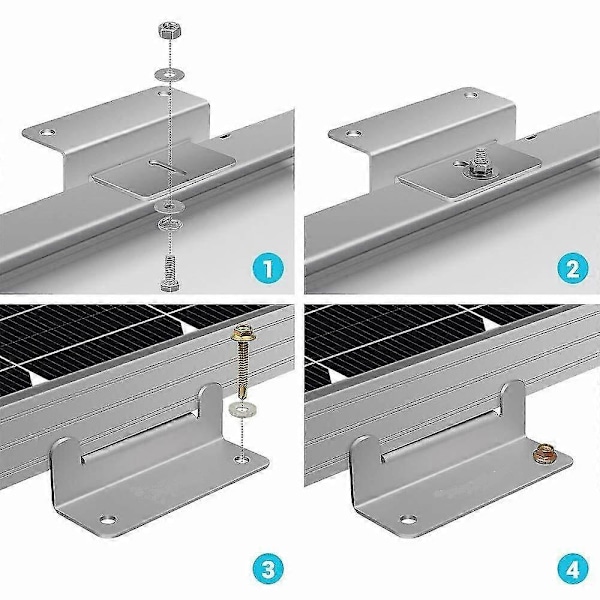 2-pack Solpanel Monterings Z-formad Klammer System, Husvagn, Båt, Bil, Lastbil, Off-grid Takmontering (8 Fästen Totalt)