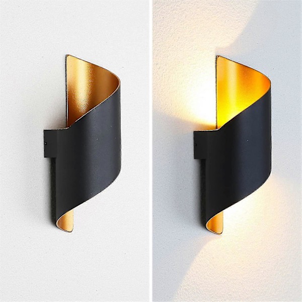 Modern Inomhus Vägglampa 10w Utomhus Spiral Upp Ner Metall Vägglampa 3000k Varmvit LED Vägglampa För Bar, Sovrum, Kök (svart) [energi C