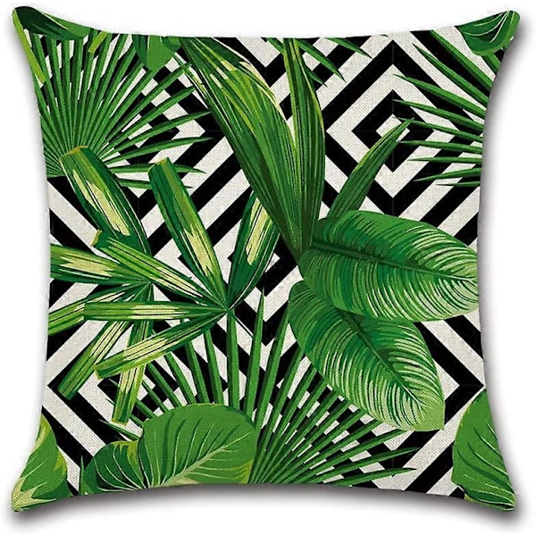 Suneast Tropiska Gröna Blad Kuddfodral Växt Blomma Palmblad Dekorativt Prydnadskudde Fodral Fyrkantigt Örngott för Hem Soffa Säng Vardagsrum Style 1