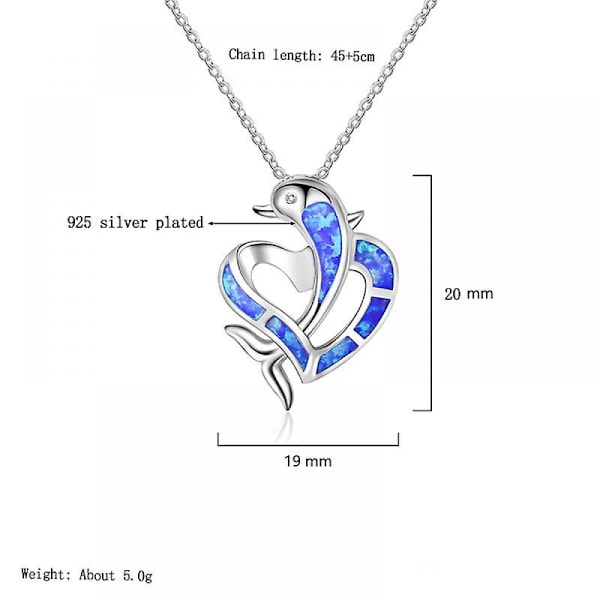 Skapad Opal Delfin Och Hjärta Halsband För Kvinnor Underbara Delfinsmycken Sött Stilfullt Simulerat Opal Halsband
