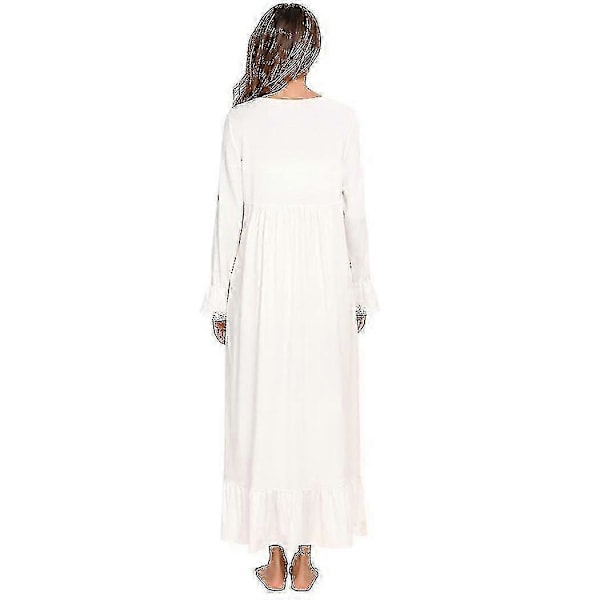 Viktorianska Pyjamas Bomull Pyjamas Långärmad Nattlinne White M
