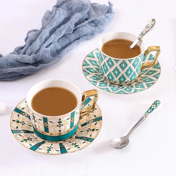 KaffeKoppar för Hemmakontoret, Keramik Håller Kaffe Varmt, Diskmaskinsäker, Skapa glada stunder med det mönstrade kaffekoppsetet (1 st, 160 ml)