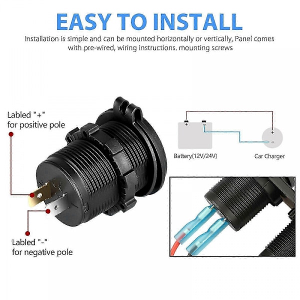 12-24V 4-vägs vippströmbrytare Blå LED Rocker Switch Panel Strömbrytare Vattentät för Bil Marin Båt JN