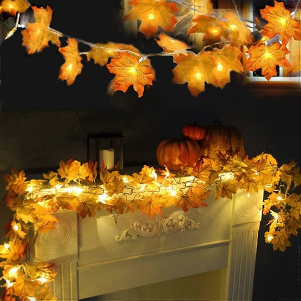 Rpporm Lönnlöv Slinga Ljus Halloween Dekorationer Lönnlöv Pumpa Slinga Ljus Höstdekor Batteridriven Party Fairy Ljus för Inomhus Utomhus B-04 One Size