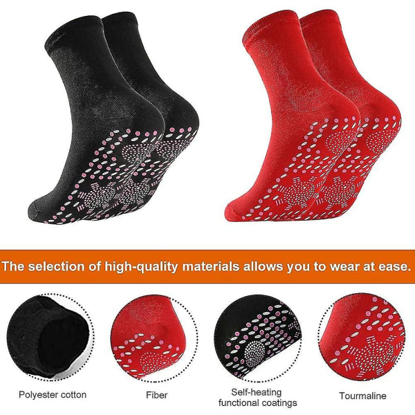Värme Thermal Socks Winter Magnetic Therapy Varma långa strumpor Svart 2 par
