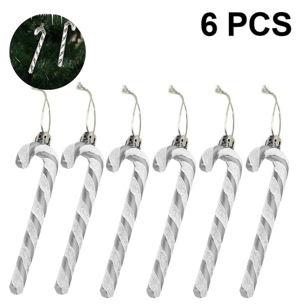 6-pack uppblåsbara bitar Candy Cane Stick Uppblåsbart godis Silver