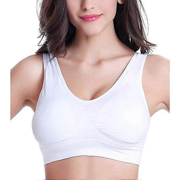 Bekväm BH för damer, Klassisk dam-bystier, Push Up och utan bygel, 1-pack, 4-pack white 2XL